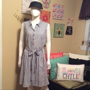 “Pinstripe Button Front Dress”